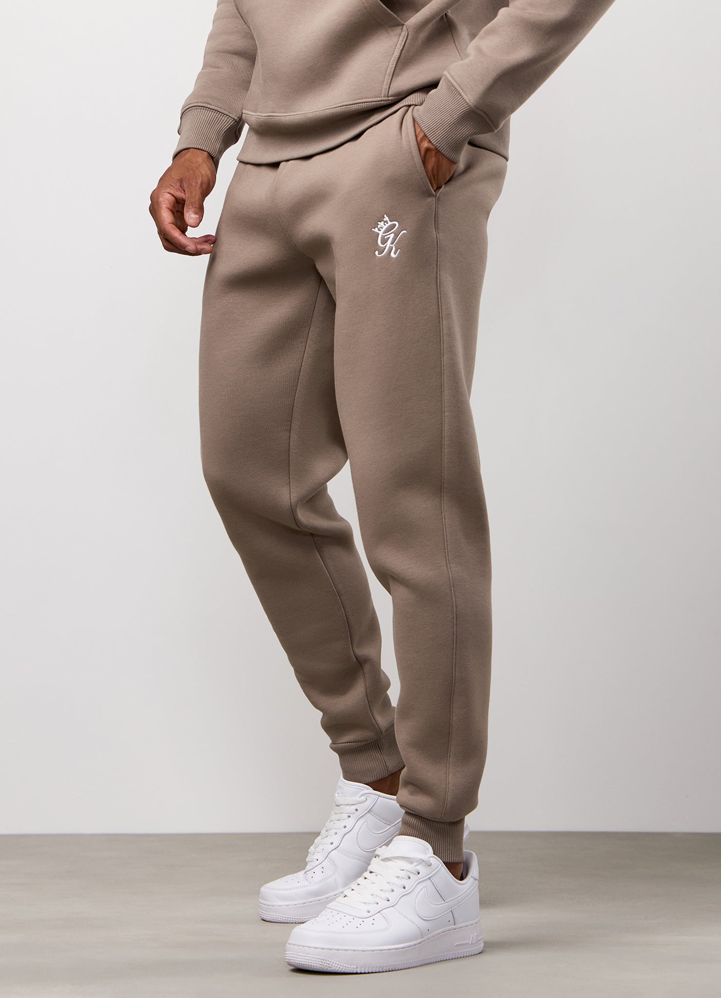 Gym King Fundamental Fleece Crew Tracksuit - Truffle